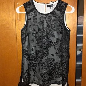 The Limited Sheer tank top with velvet design